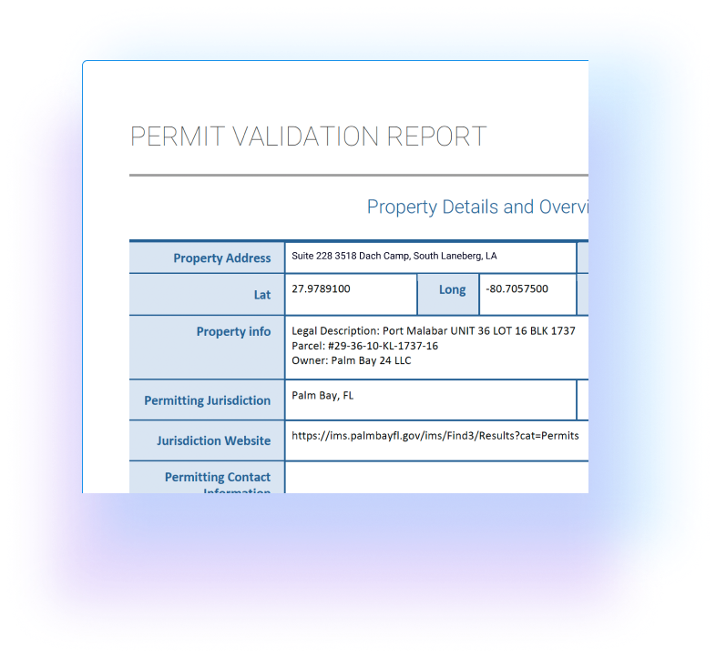 Permit Validation Report Sample